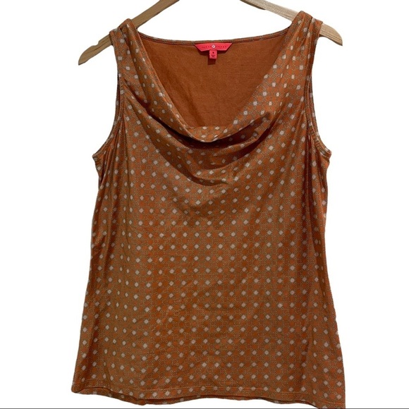 𝅺IT Designer Tank Top Blouse Geometric Rust Orange Women Medium Like New Summer - Picture 1 of 8
